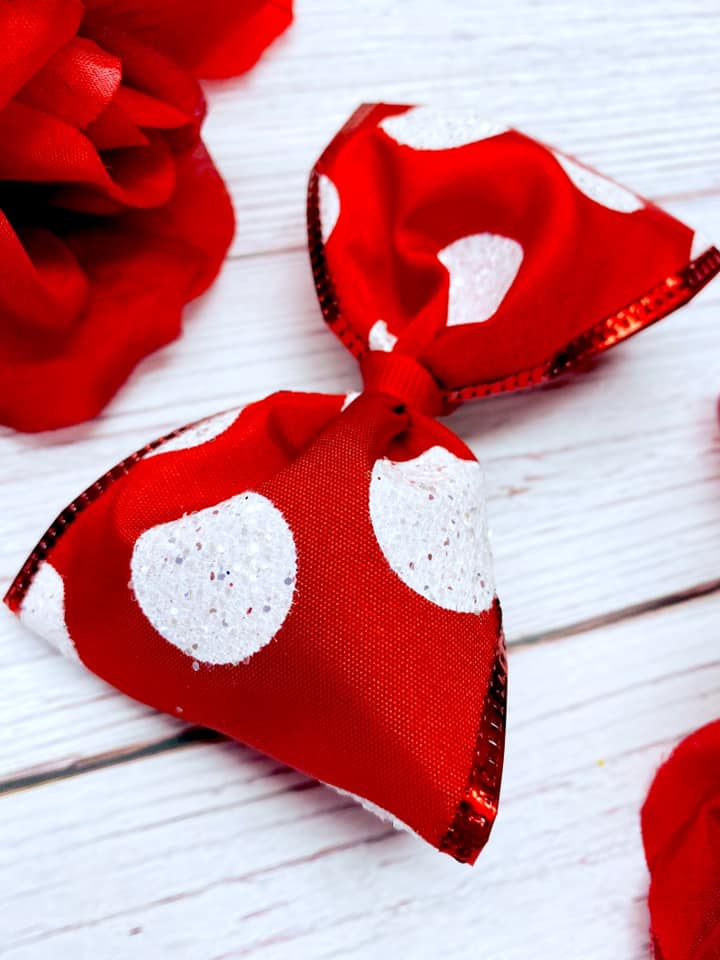 Red and White Glitter Big Polka Dots