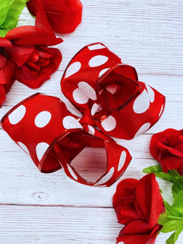 Red and White Glitter Big Polka Dots