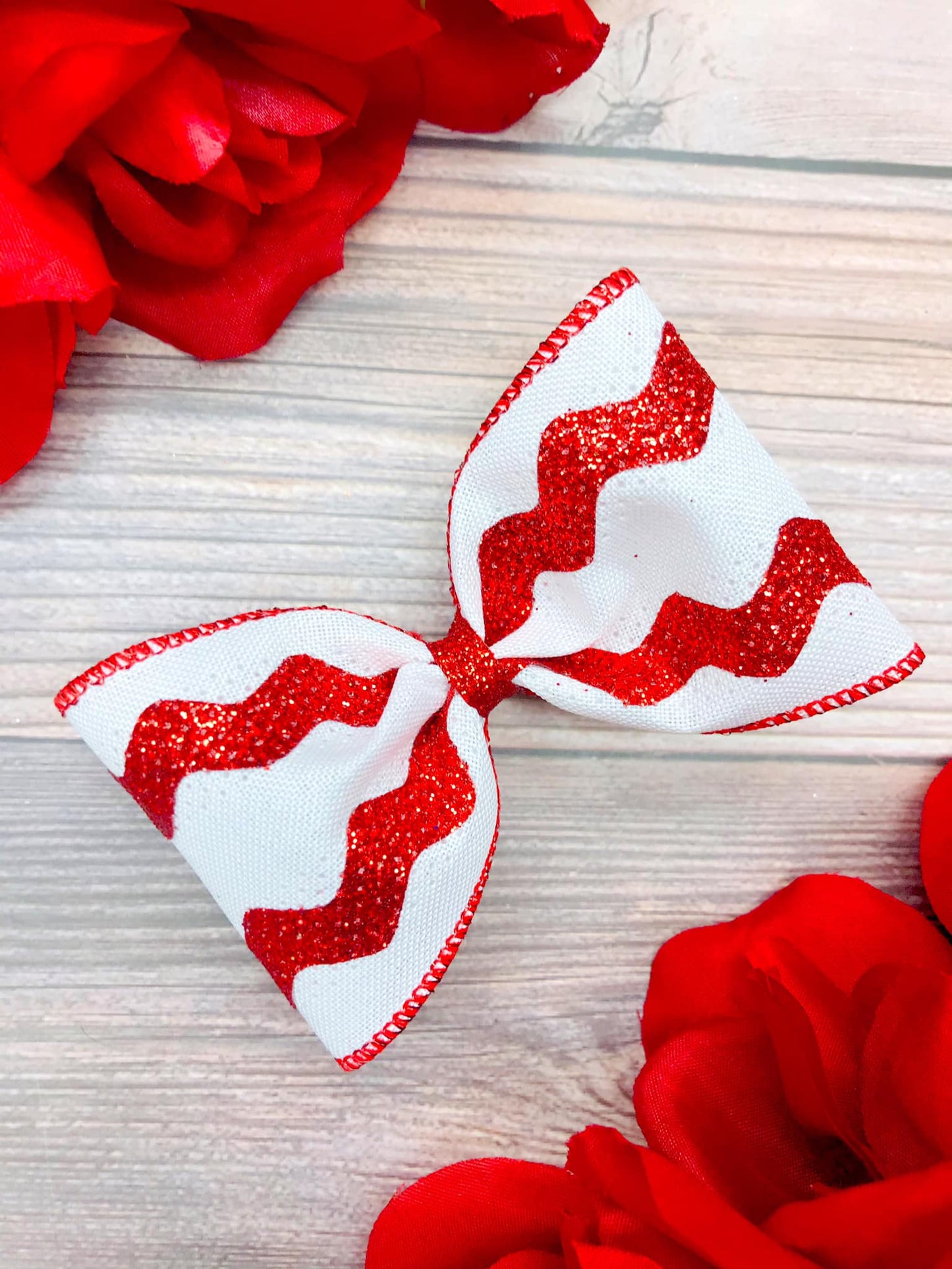 Red and White Glitter Waves