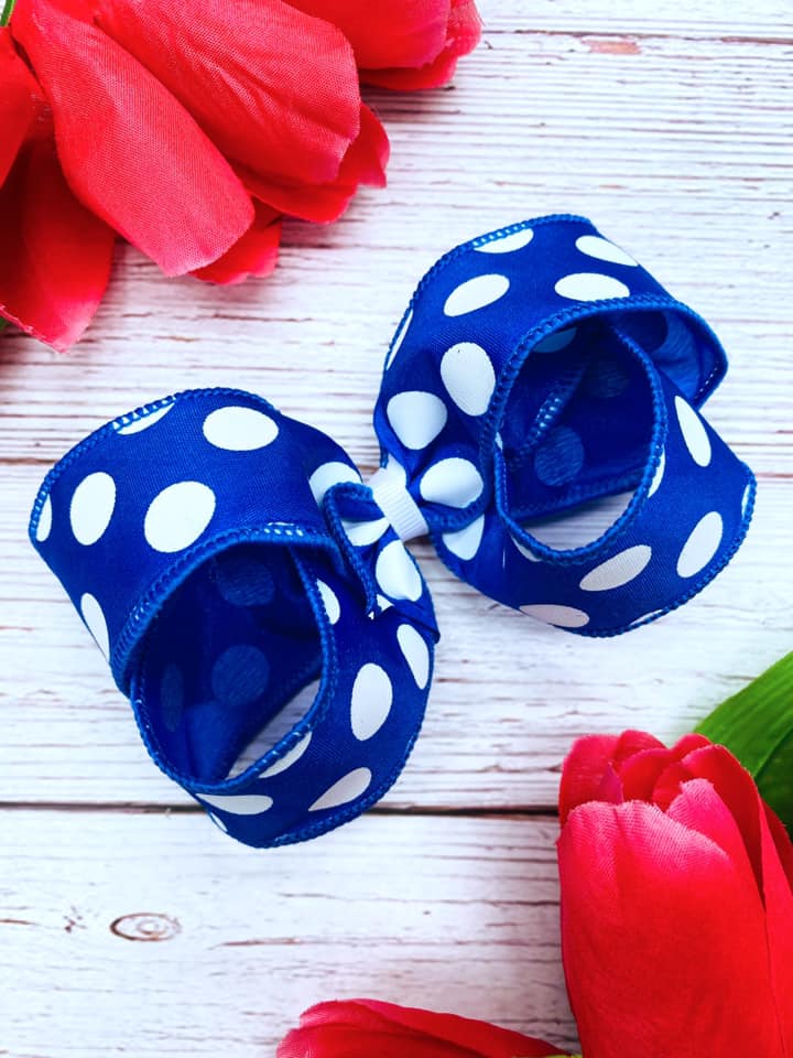 Royal Blue and White Big Polka Dots