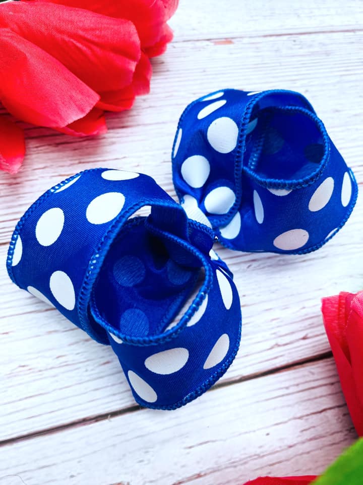 Royal Blue and White Big Polka Dots