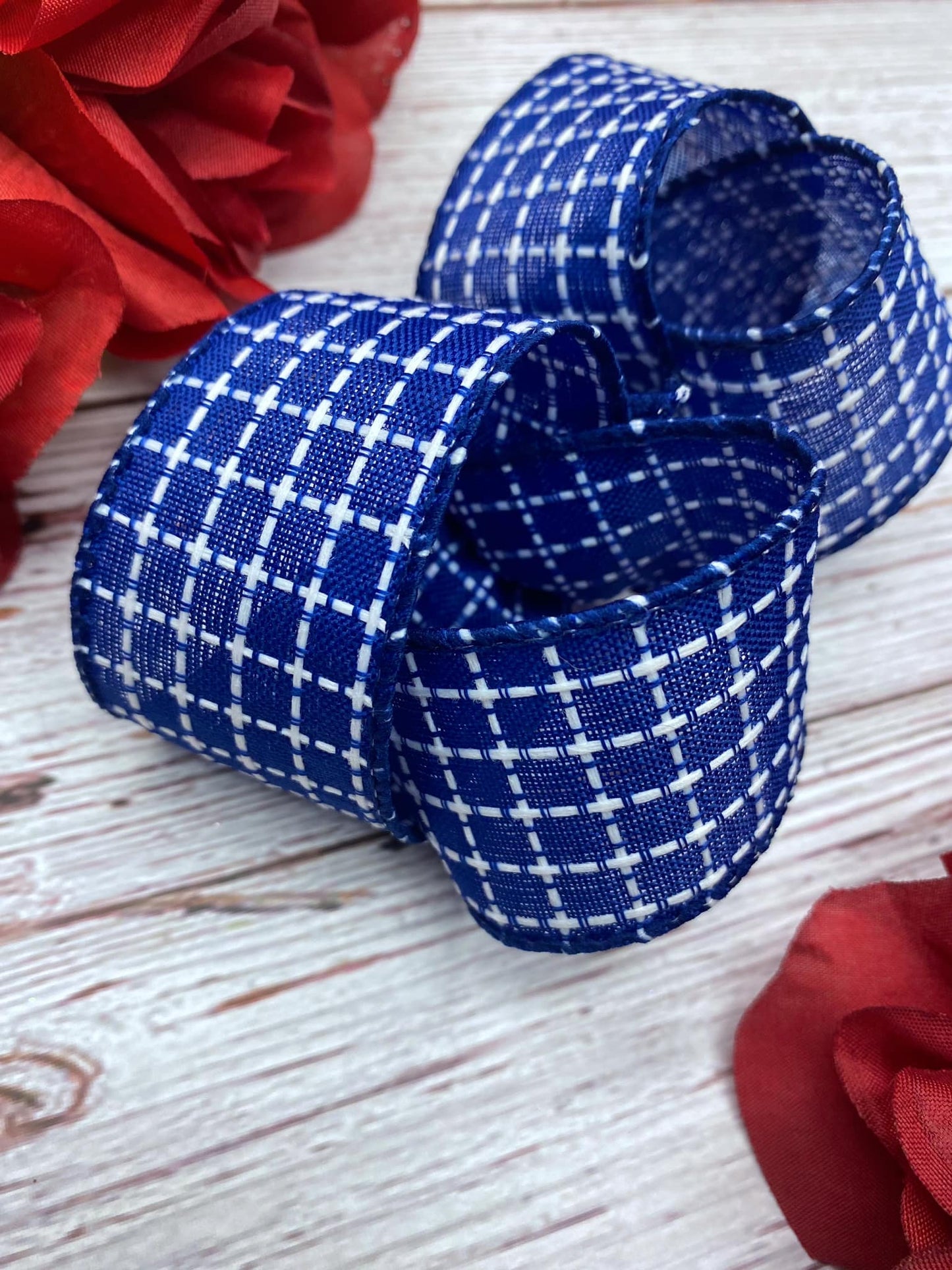 Royal Blue and White Stitching