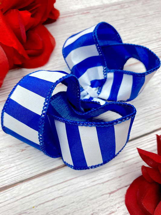 Royal Blue and White Vertical Stripes