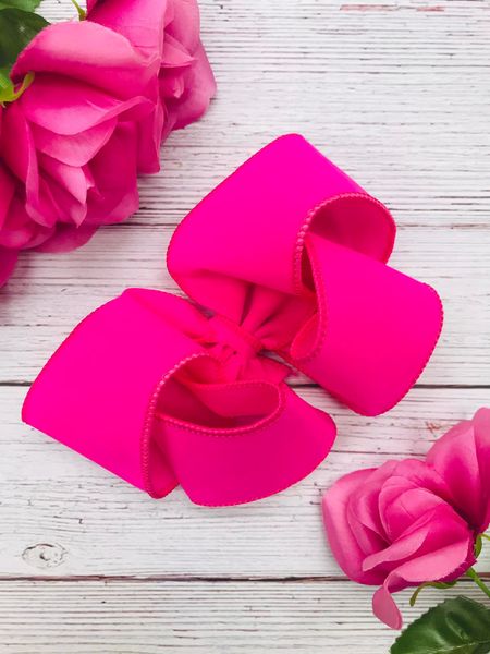 Large 6” Pink Hair Bow- Shocking Pink Velvet