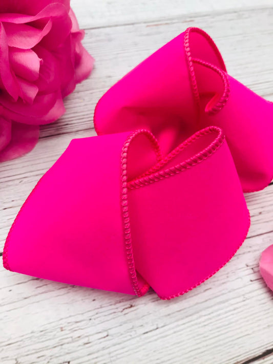 Large 6” Pink Hair Bow- Shocking Pink Velvet