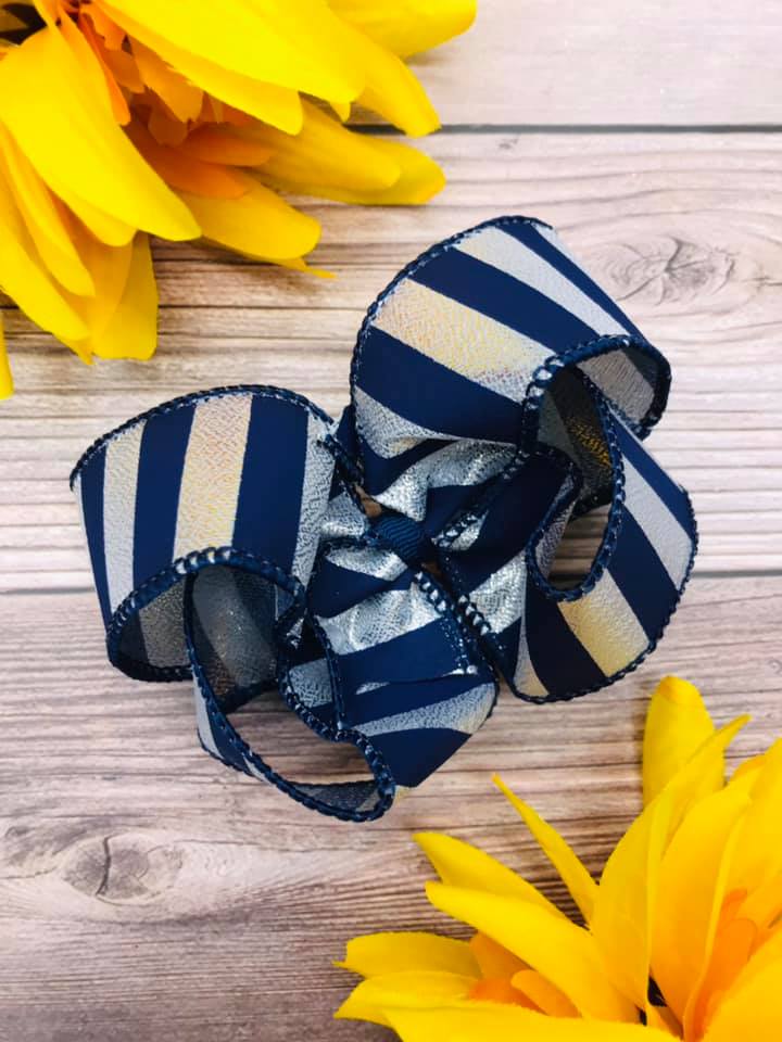 Silver and Navy Vertical Stripes
