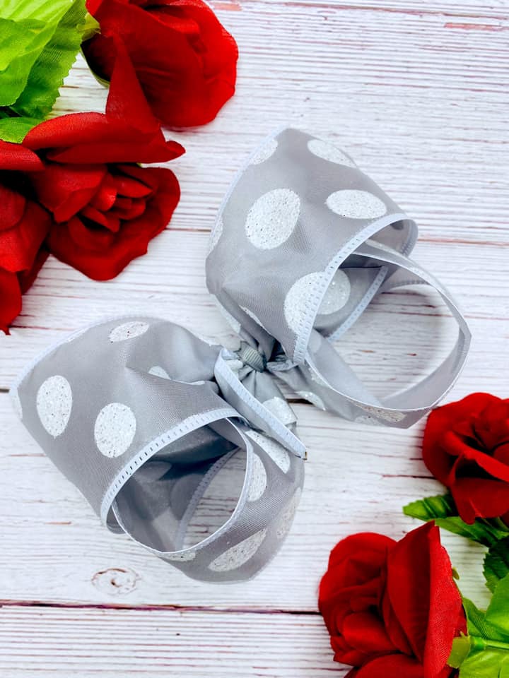 Silver and White Glitter Big Polka Dots