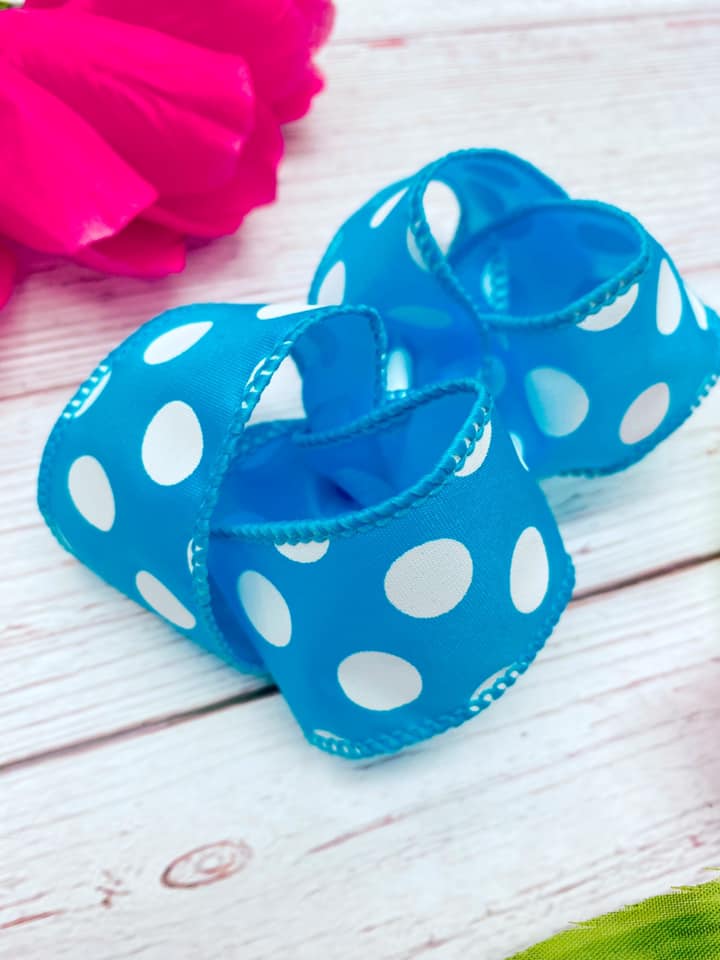 Turquoise and White Big Polka Dots