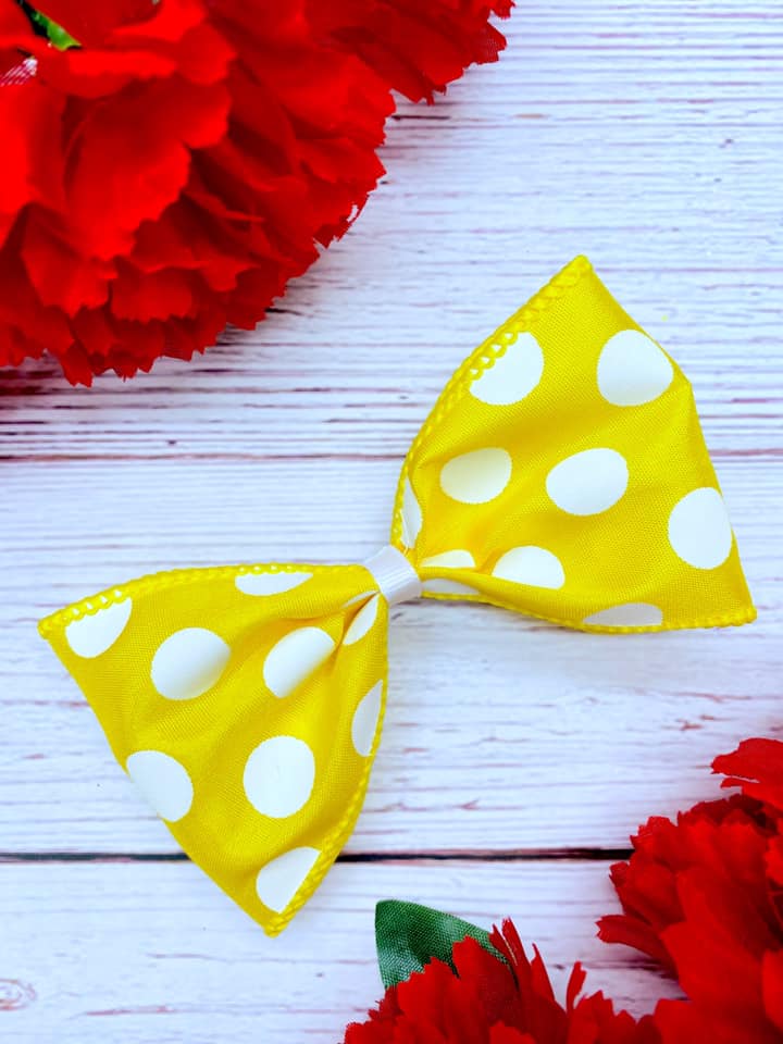 Yellow and White Big Polka Dots