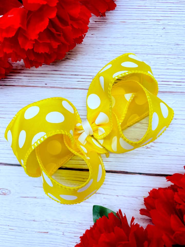 Yellow and White Big Polka Dots