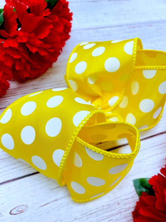 Yellow and White Big Polka Dots