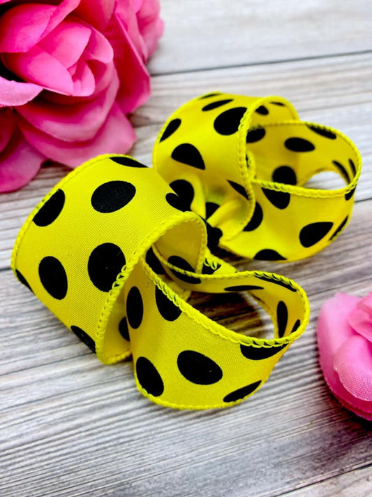 Yellow and Black Big Polka Dots