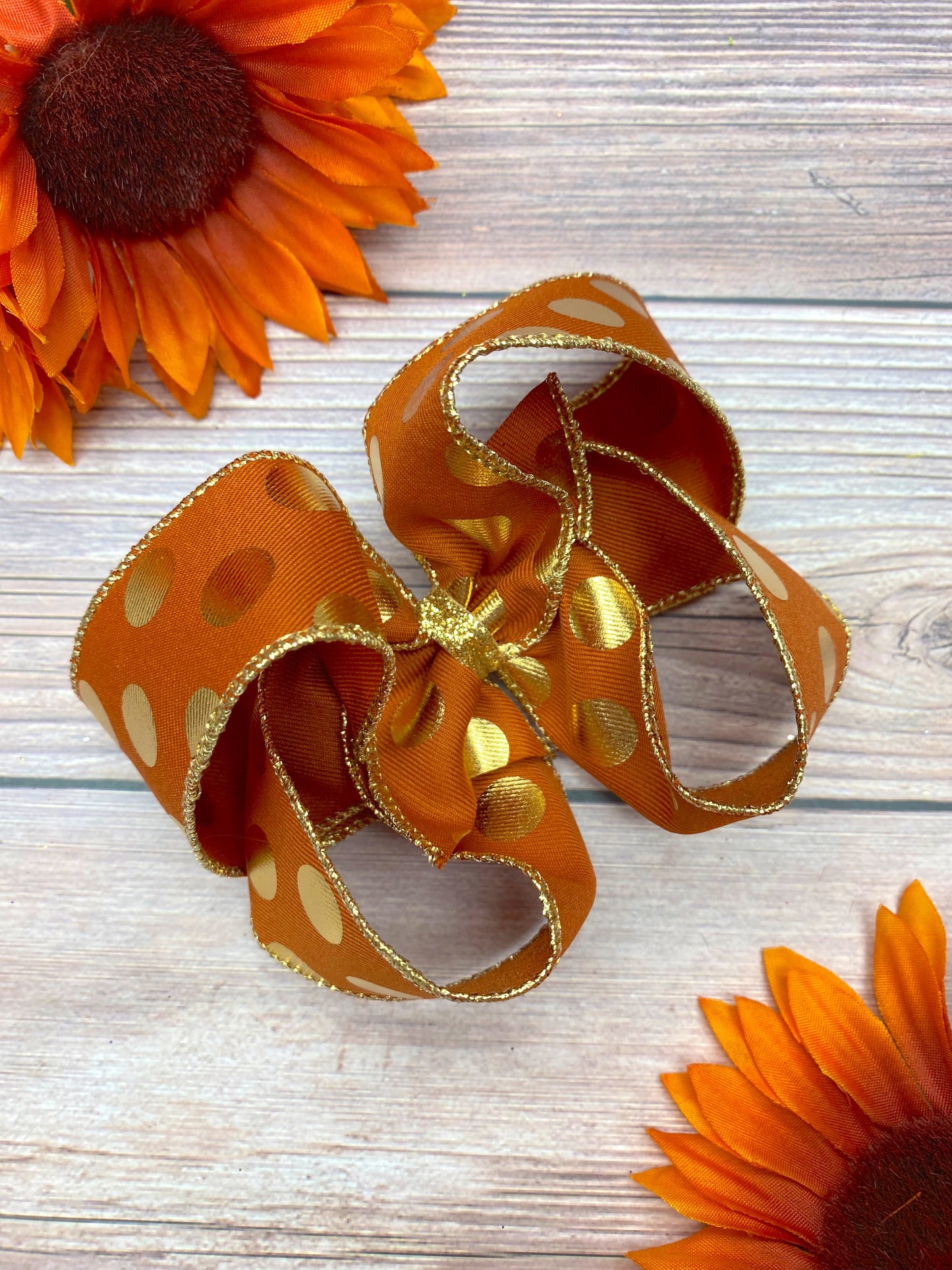 Baked Pumpkin and Gold Big Polka Dots