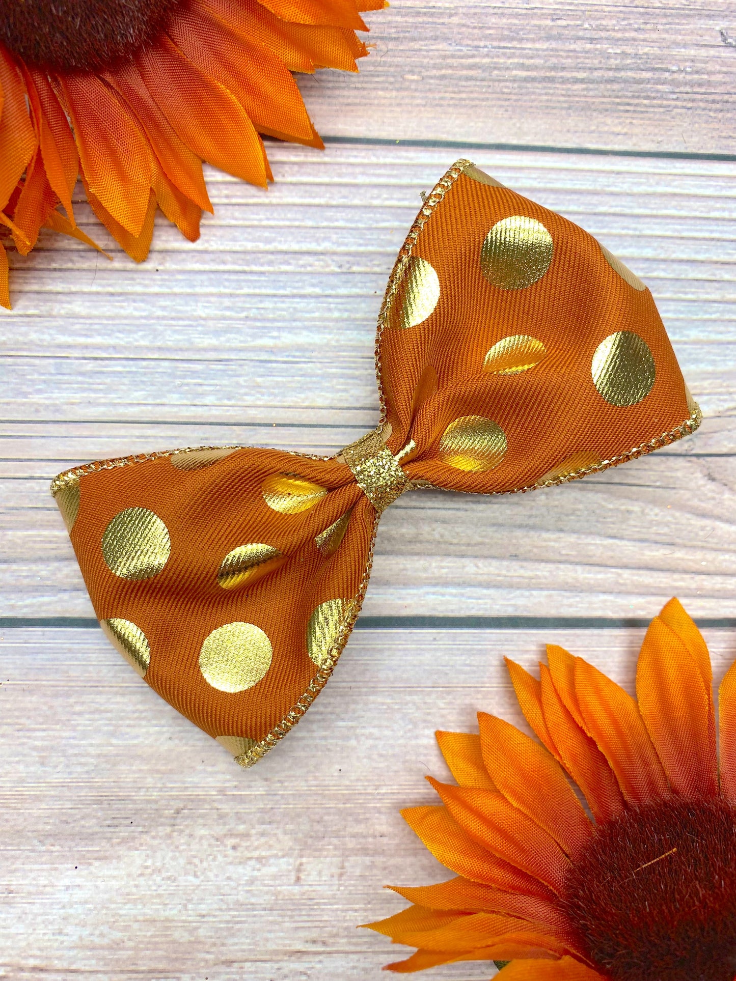 Baked Pumpkin and Gold Big Polka Dots