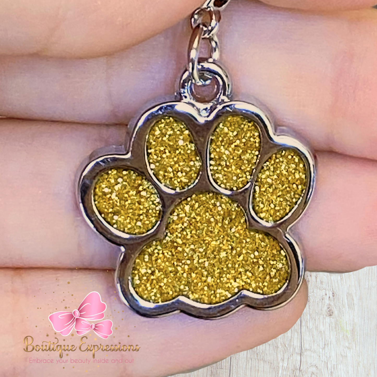 Glitter Paw Keychain