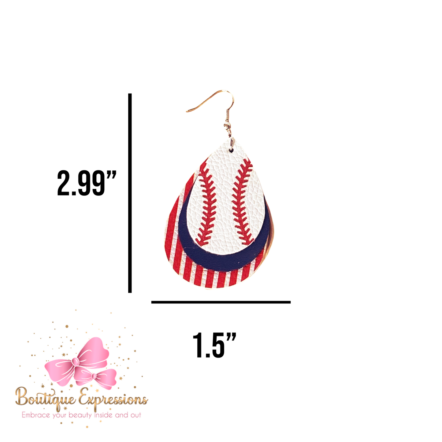 Stacked Baseball Teardrop Earrings