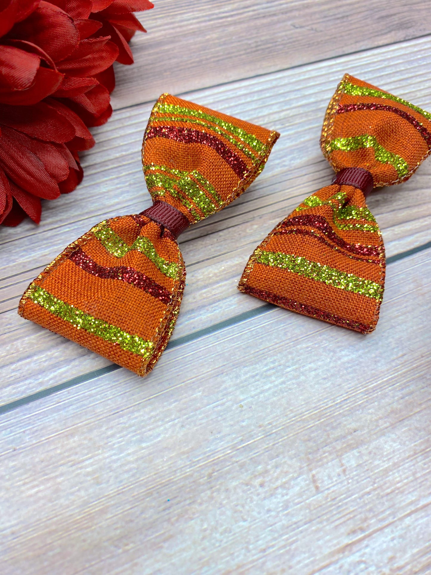 Pumpkin Glitter Vertical Stripes