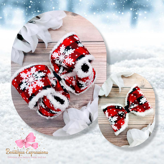 Buffalo Snowflakes Lined in Chenille (Red)