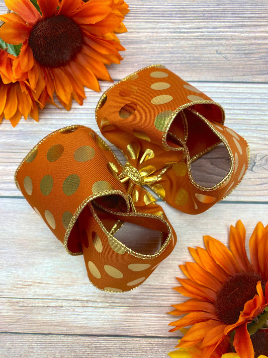 Baked Pumpkin and Gold Big Polka Dots