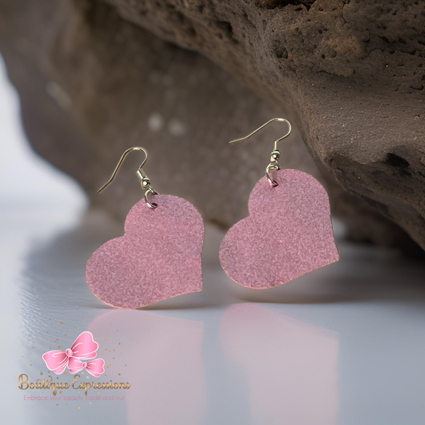 Glitter Misted Heart Earrings