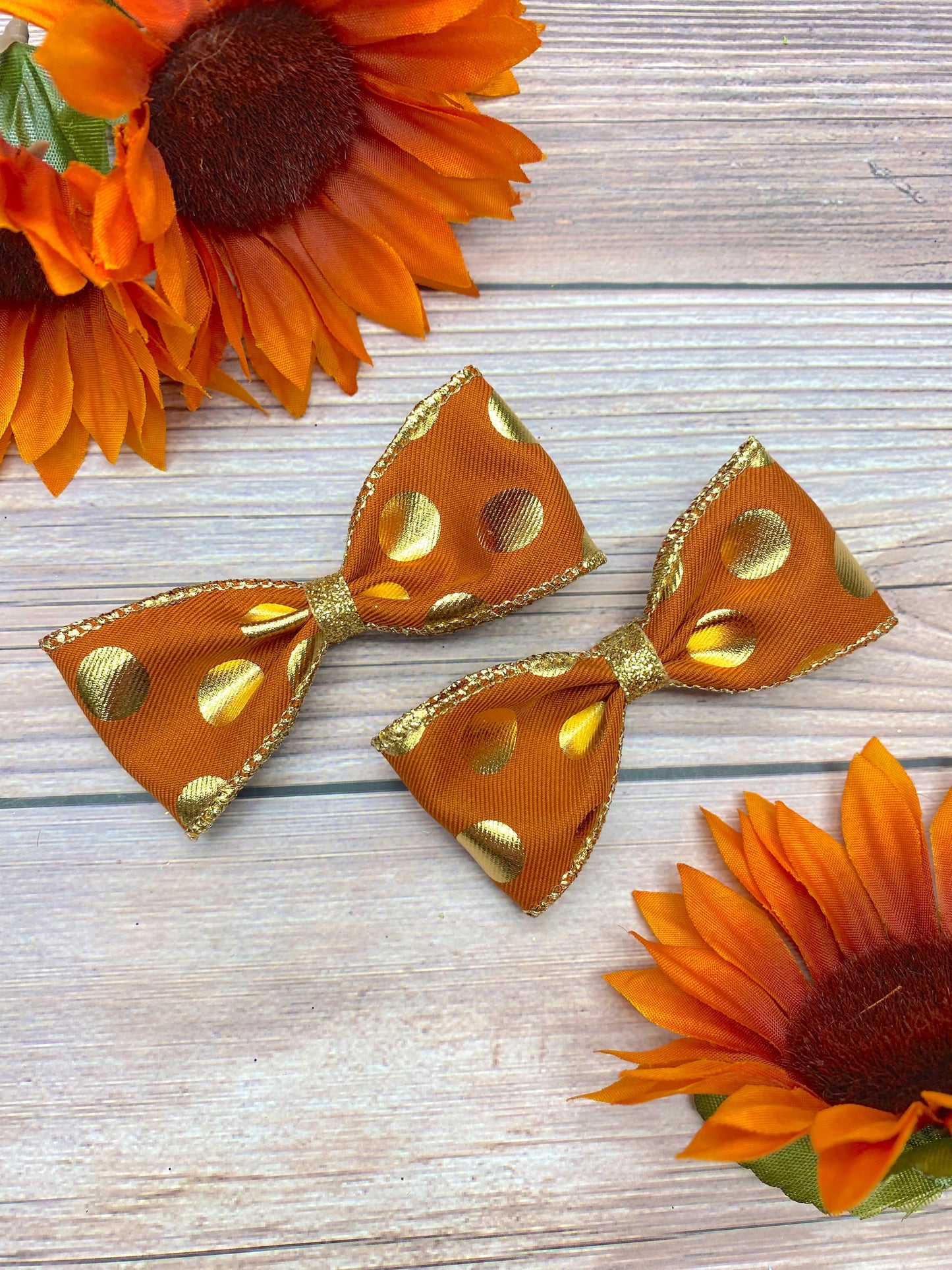 Baked Pumpkin and Gold Big Polka Dots