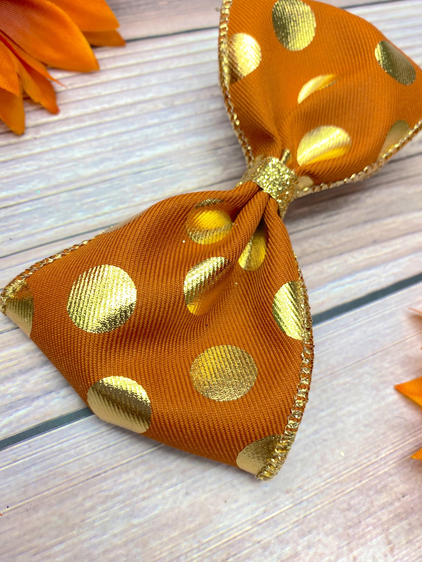 Baked Pumpkin and Gold Big Polka Dots