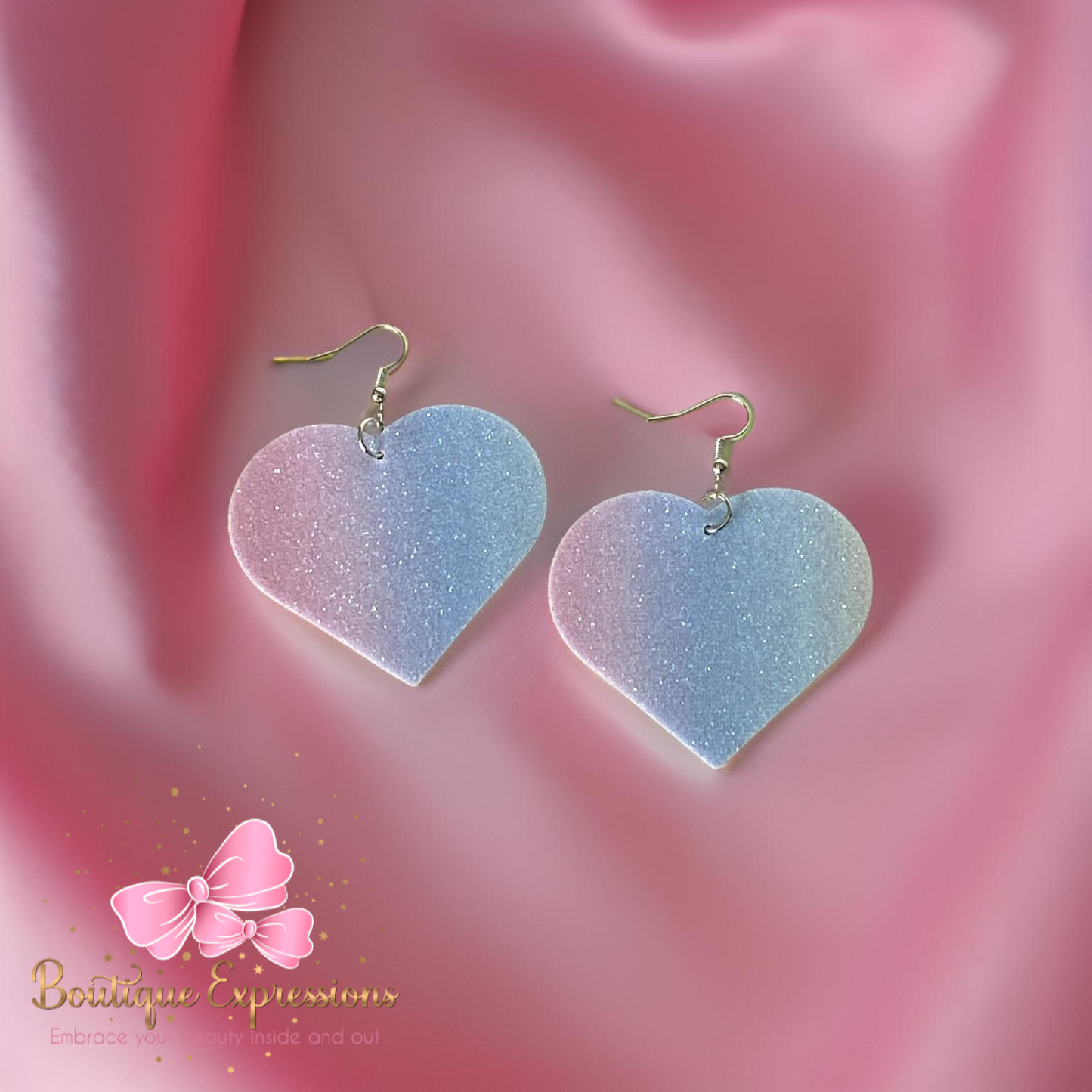 Cotton Candy Heart Earrings