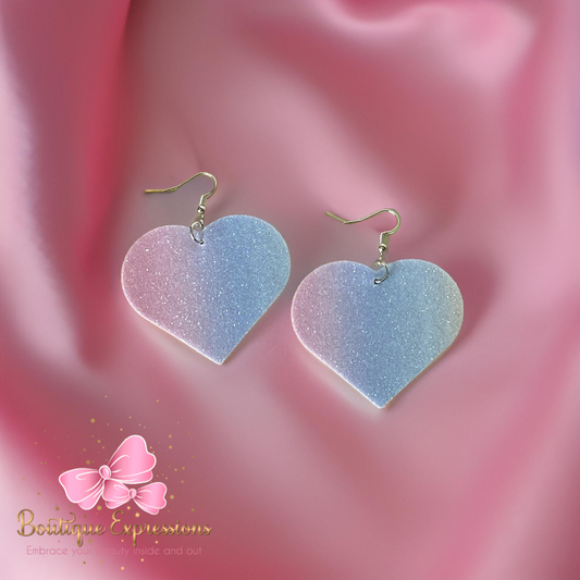 Cotton Candy Heart Earrings
