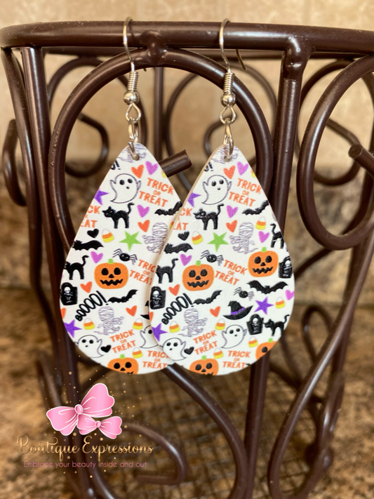 Halloween Fun Wooden Teardrop Earrings