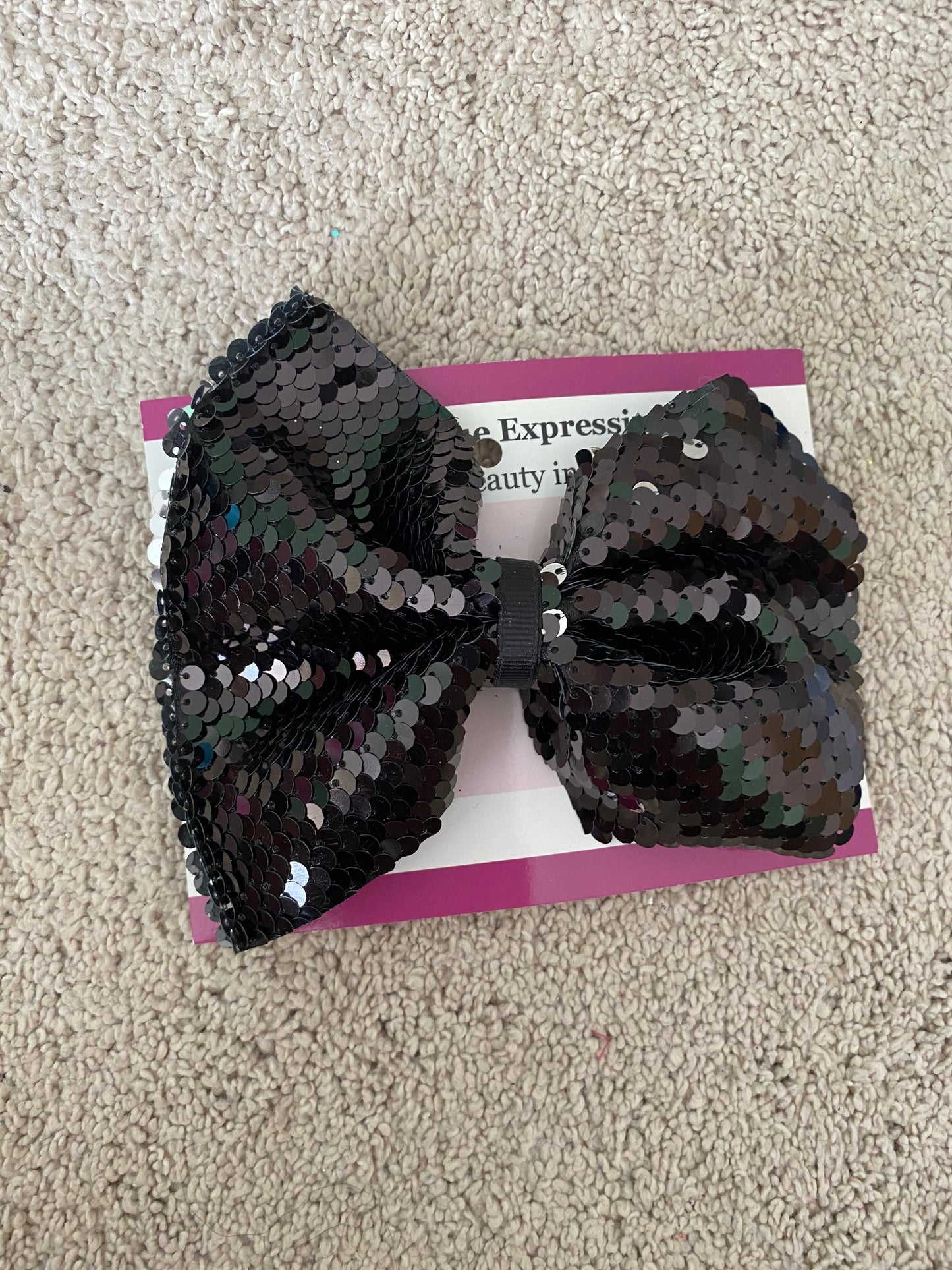 5” Duel sequin bow (black/silver)