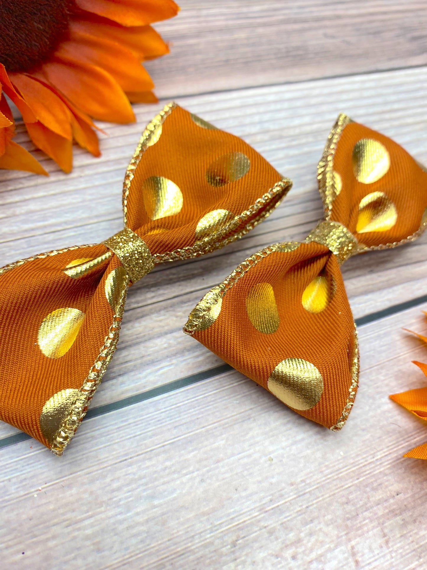 Baked Pumpkin and Gold Big Polka Dots