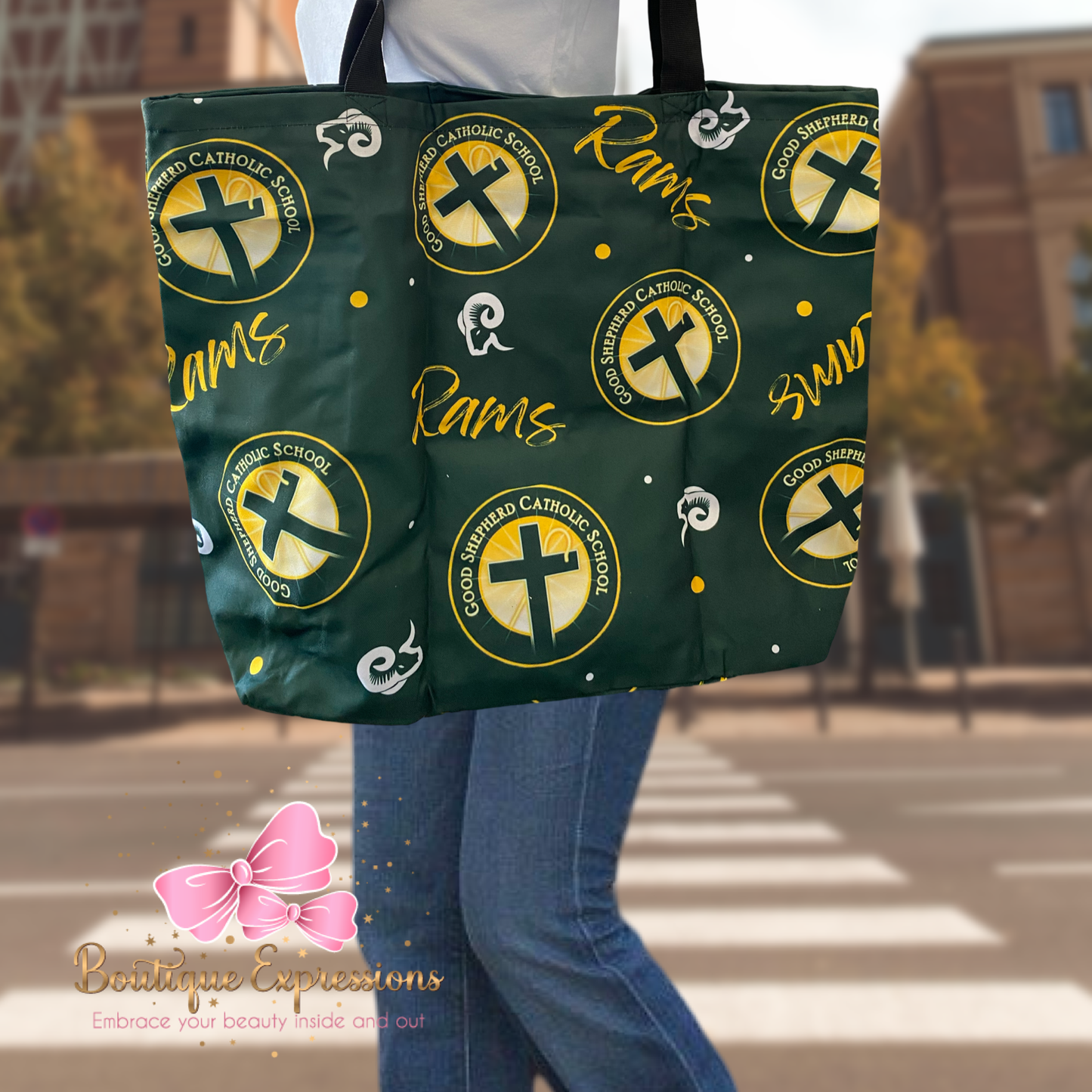 Good Shepherd Canvas Tote with Zipper 15”x15”