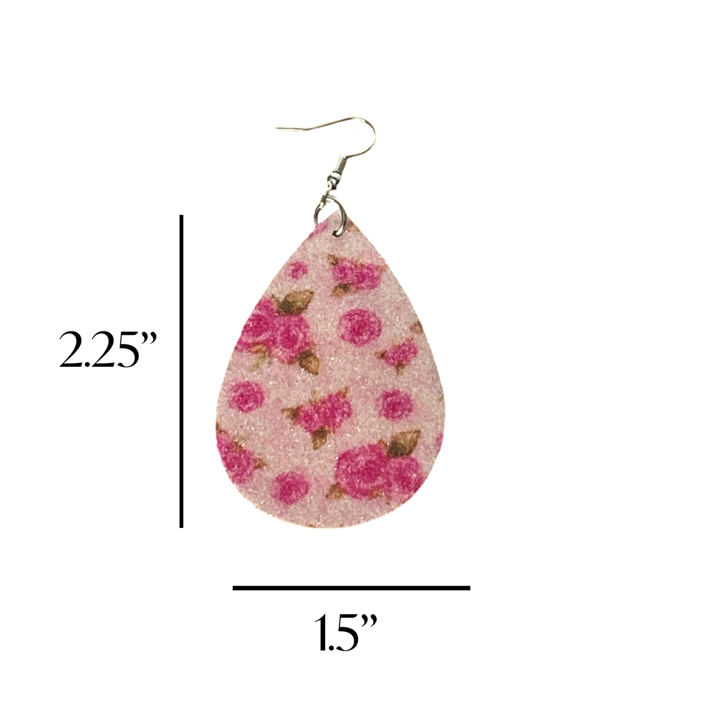 Glitter Misted Floral Teardrop Earrings