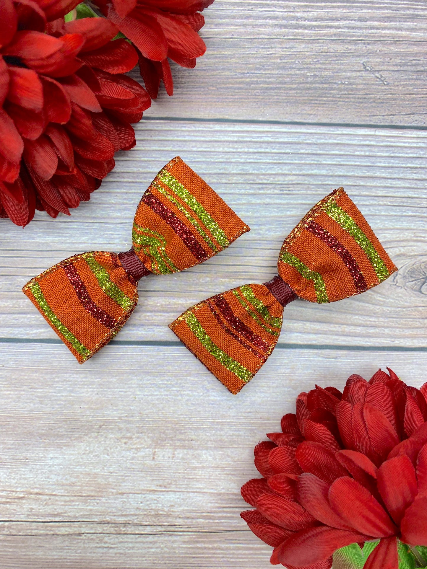 Pumpkin Glitter Vertical Stripes