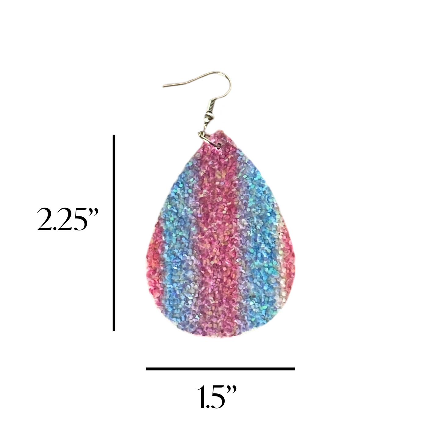 Crystal Glitter Striped Teardrop Earrings