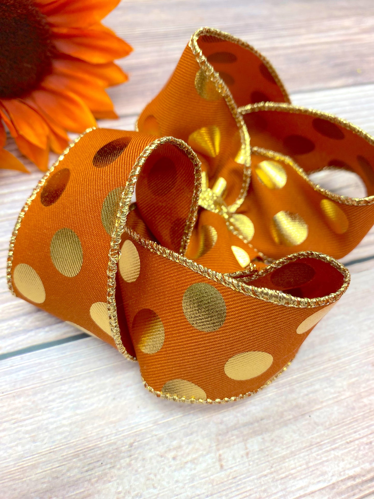 Baked Pumpkin and Gold Big Polka Dots