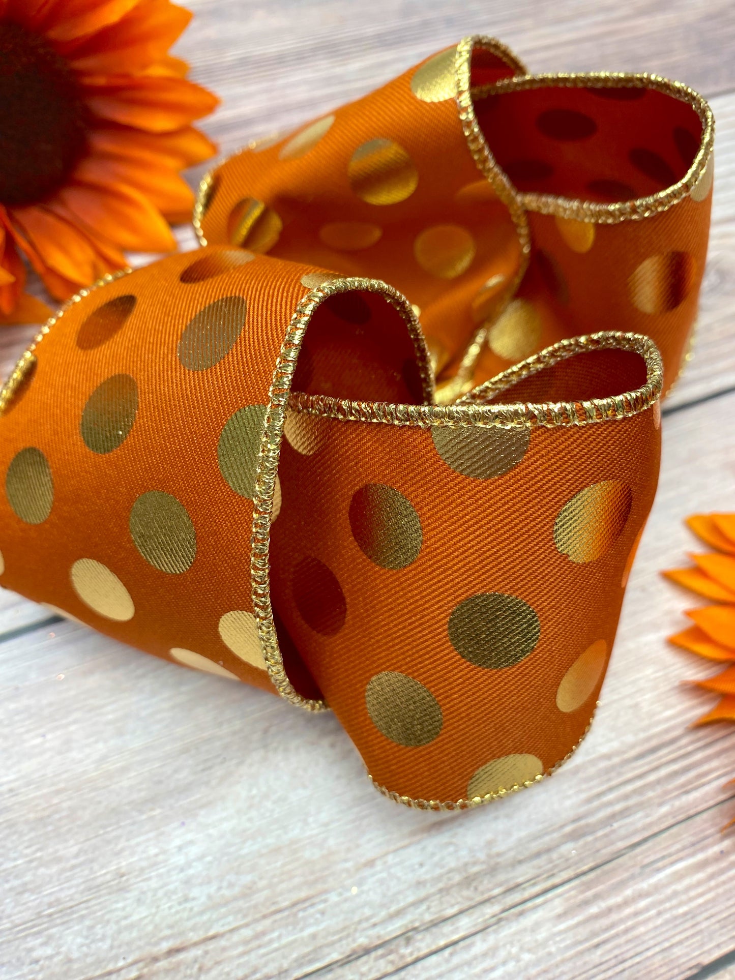 Baked Pumpkin and Gold Big Polka Dots