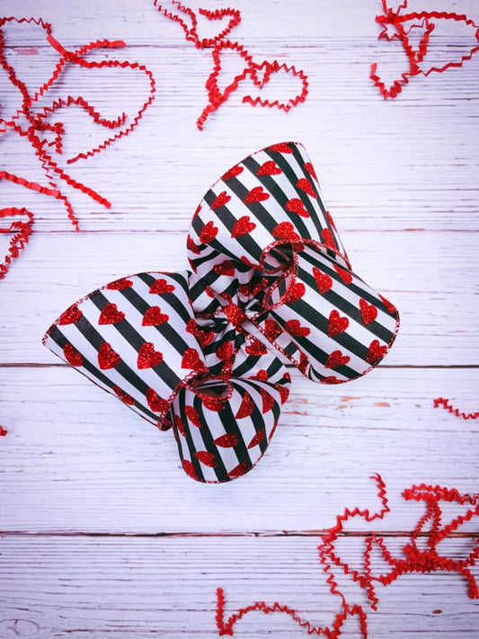 Glitter Hearts on Stripes