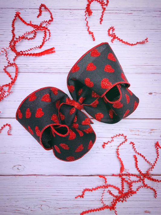 Glitter Hearts on Black