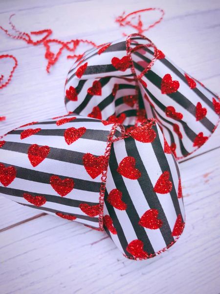Glitter Hearts on Stripes