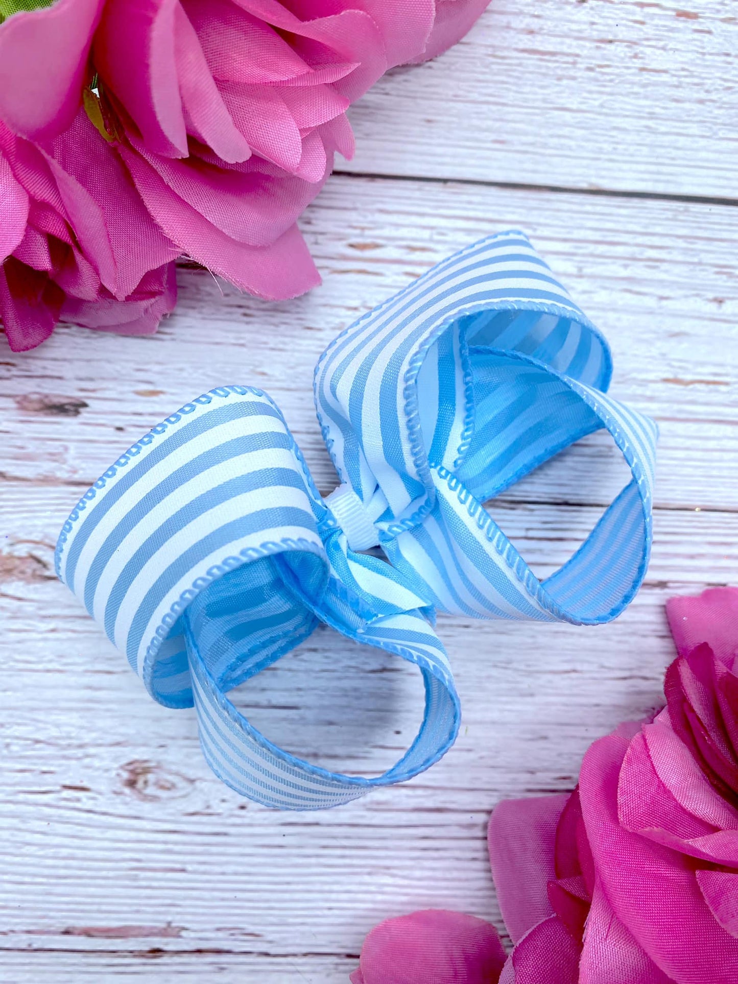 Baby Blue and White Mini Horizontal Stripes