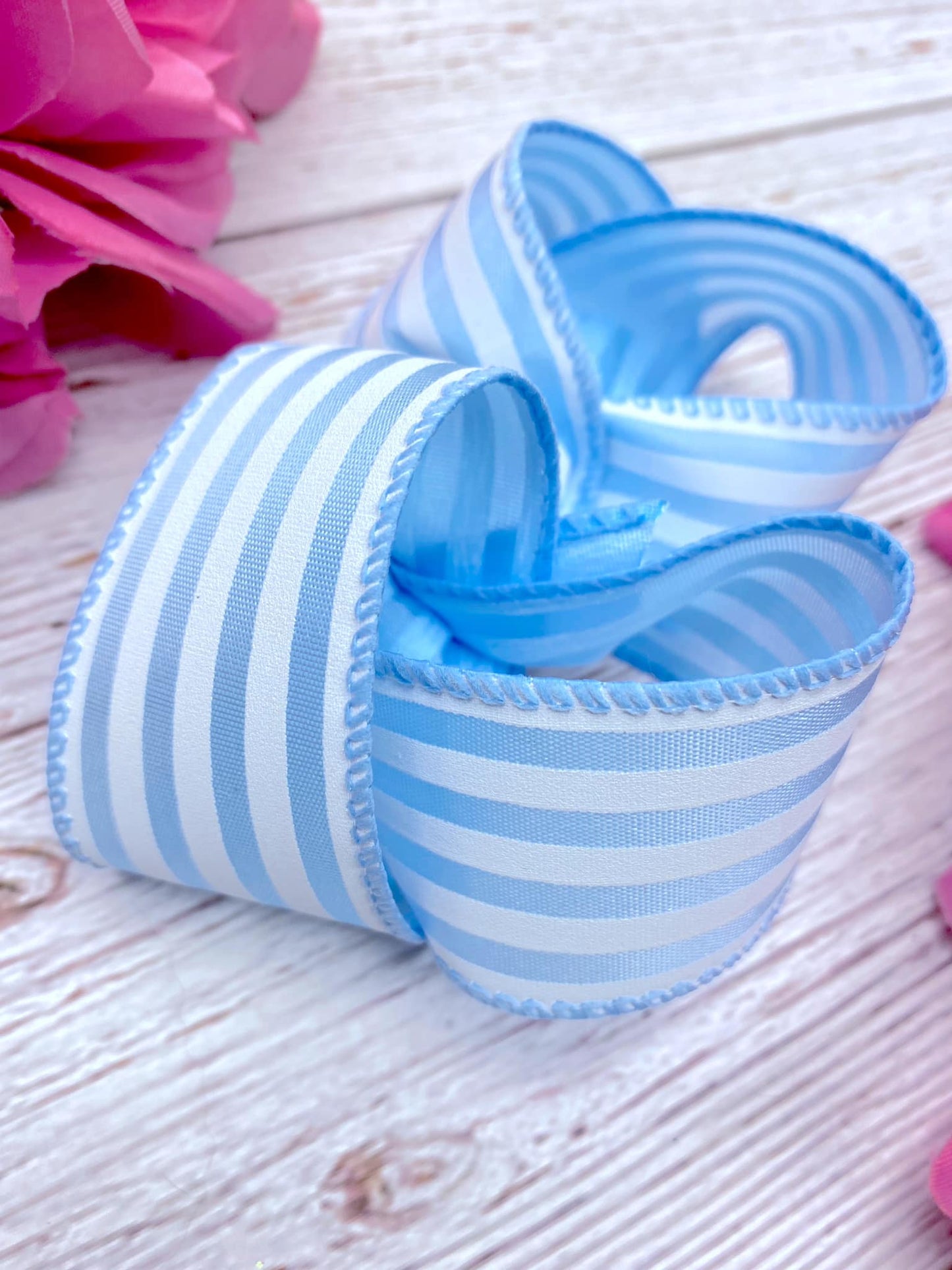 Baby Blue and White Mini Horizontal Stripes