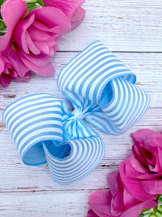 Baby Blue and White Mini Horizontal Stripes