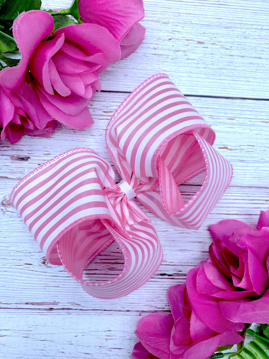 Baby Pink and White Mini Horizontal Stripes