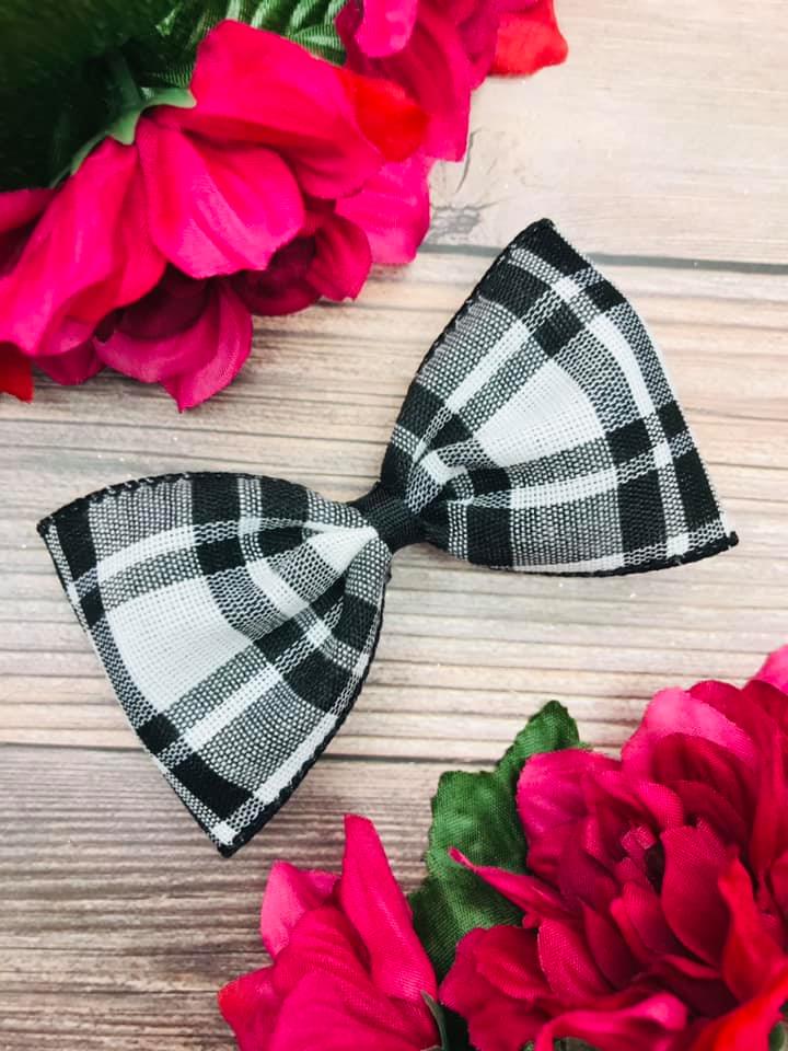 Black and White Woven Textured Plaid