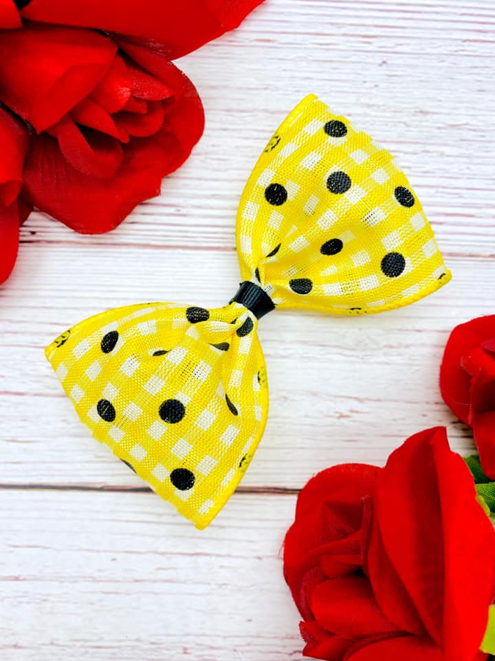 Black and Yellow Plaid Polka Dots