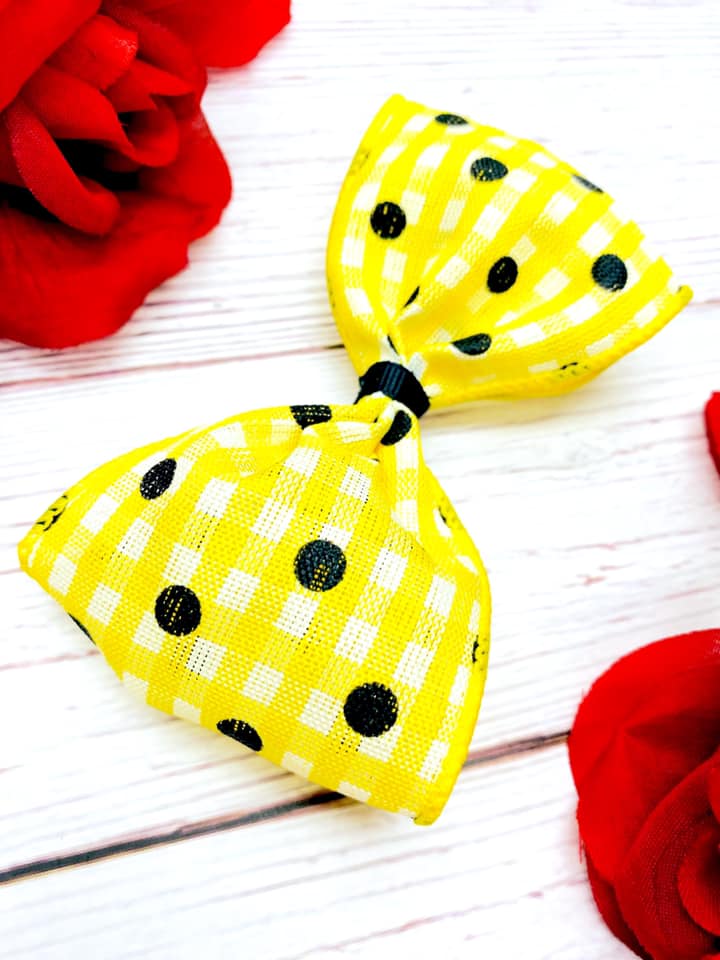 Black and Yellow Plaid Polka Dots