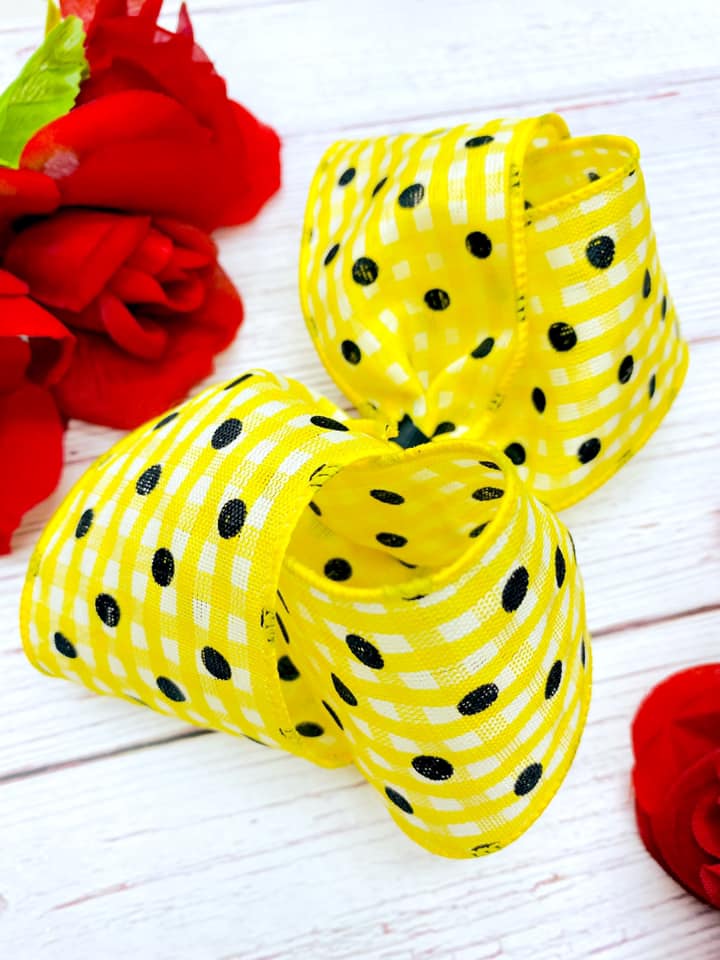 Black and Yellow Plaid Polka Dots