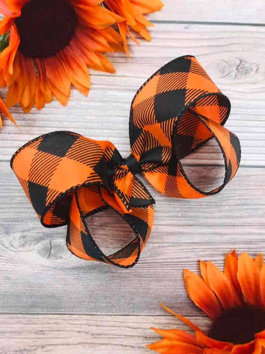 Bright Orange Halloween Check