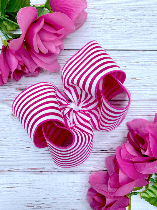 Fuchsia and White Mini Horizontal Stripes